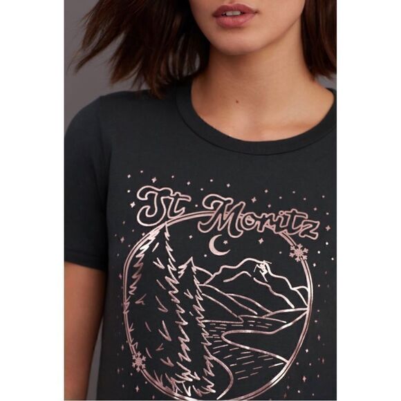NEW Anthropologie Sol Angeles St. Moritz Switzerland Alpine Graphic Tee X-Small - Picture 3 of 3